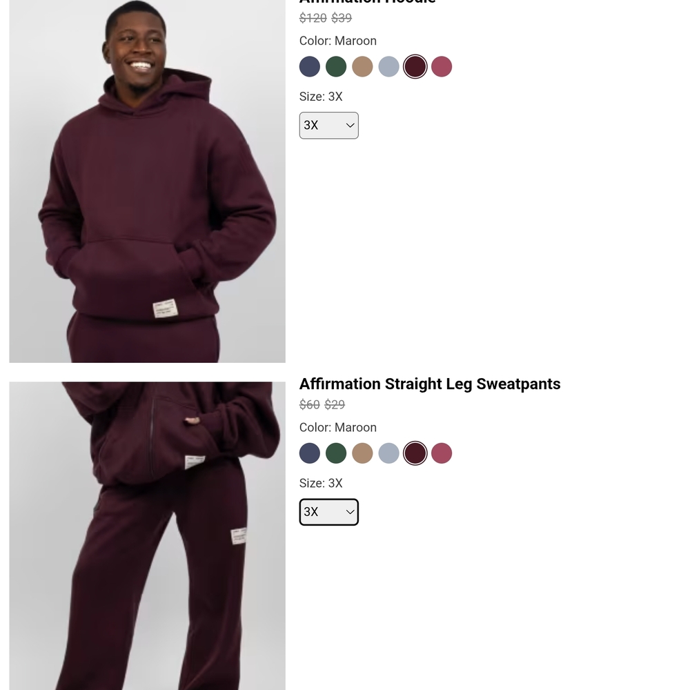 Affirmation Maroon Hoodie and Sweatpants Set